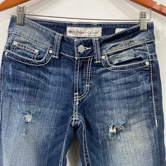 BKE Straight Leg Distressed Ripped Mid Rise Jeans 26 - Picture 4 of 15